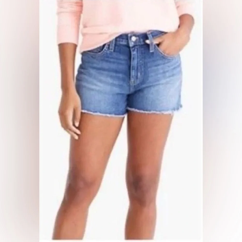 J Crew Raw Hem Medium Wash Jean Shorte